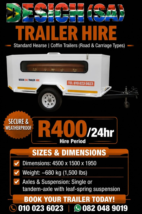 Standard Hearse or Coffin Trailer for hire in Johannesburg