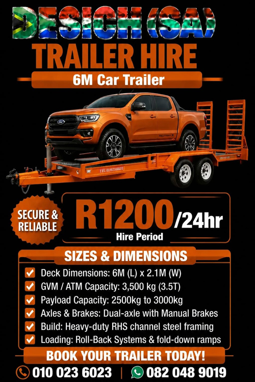 Car Trailer trailer for hire in Johannesburg